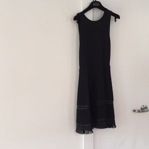 Parker fringed black sleeveless dress